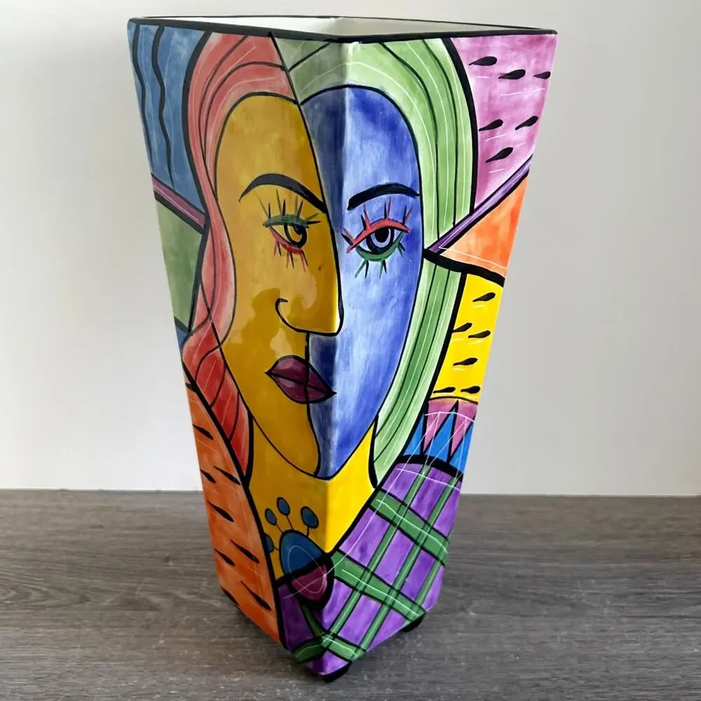 Muzeum Picasso Style Cubism Abstract Face Memphis Art Pottery Ceramic 13